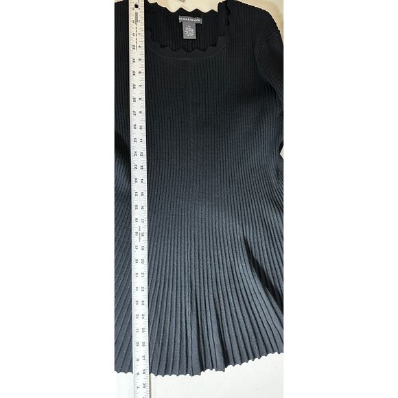 Chelsea & Theodore Black Sweater XL scalloped neckline pleated bottom tunic - Picture 10 of 11
